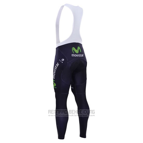 2015 Fahrradbekleidung Movistar Shwarz Trikot Langarm und Tragerhose